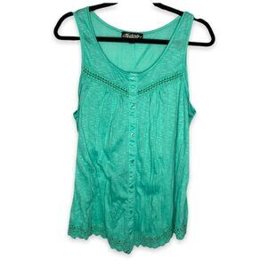 Absolutely Famous sleeveless tank blouse crochet detail size 1X plus size